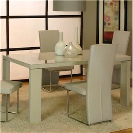 Rectangular Dinner Table w/ Tempered Glass Top